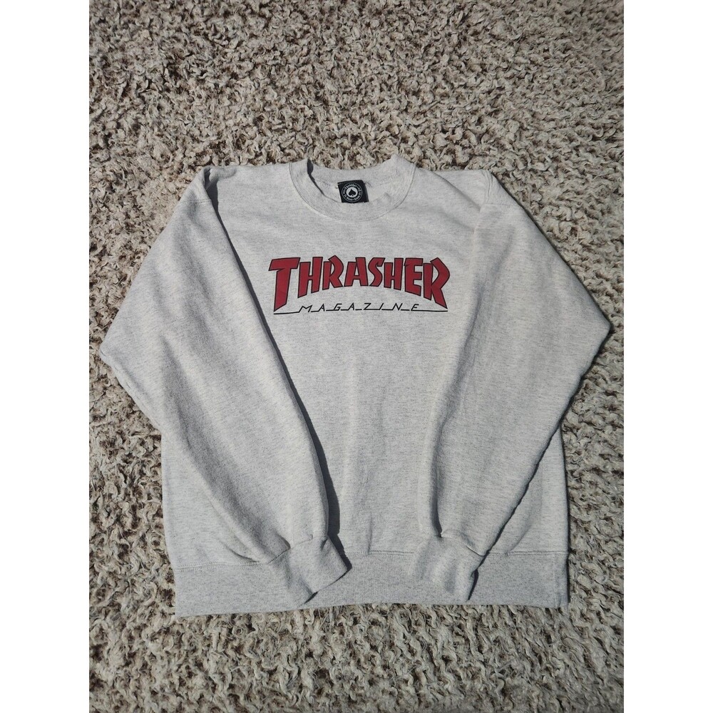 Thrasher Magazine Outlined Logo Crew Neck Sweatshirt Ash Gray Size Medium